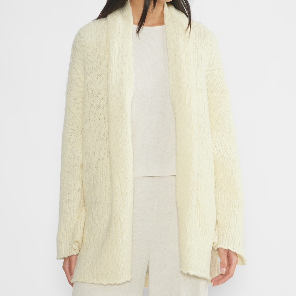 Aritzia The Group Alvar Open Front Cardigan in Lychee White - Picture 2 of 6